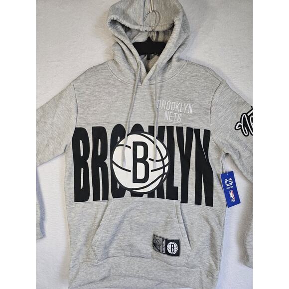 NWT NBA Brooklyn Nets Ultra Game Men's Basketball Pullover Gray Hoodie Sz Med - Picture 3 of 13